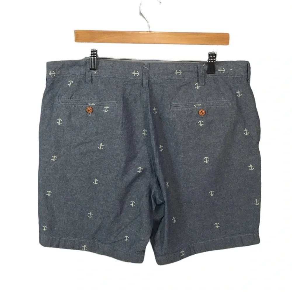SH550 Mens J. Crew Gramercy Preppy Chambray Anchor Chino Shorts 38